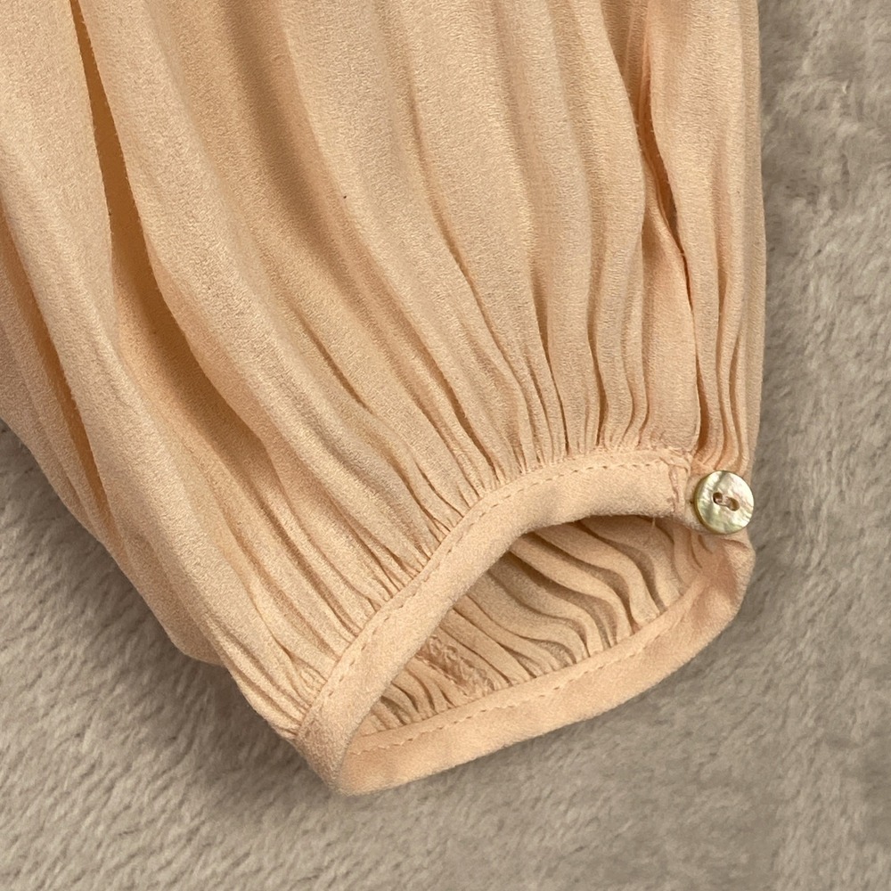 Forever 21 Pleated Dress Peach Chiffon Easter Gathered Medium M Fairy Softgirl - Picture 4 of 12